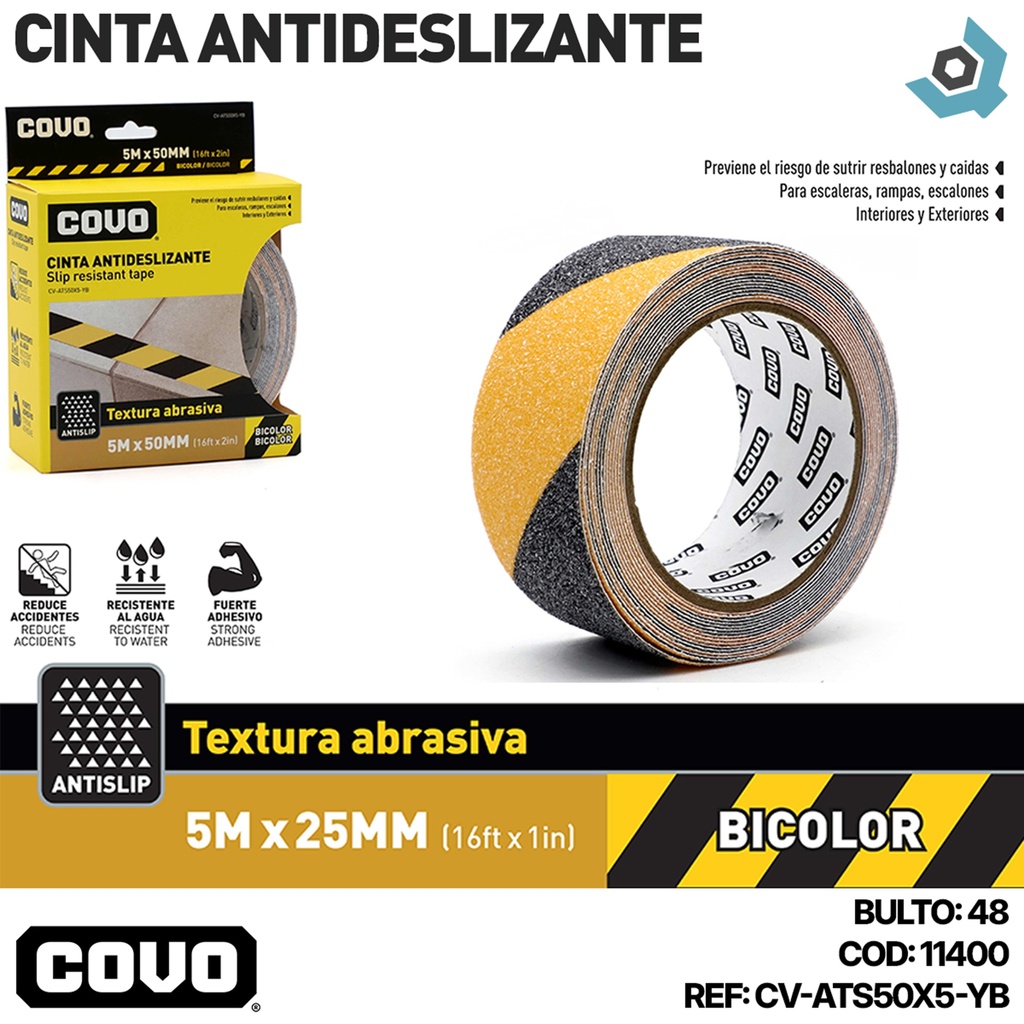 CINTA ANTIDESLIZANTE 5M X 50MM BICOLOR COVO