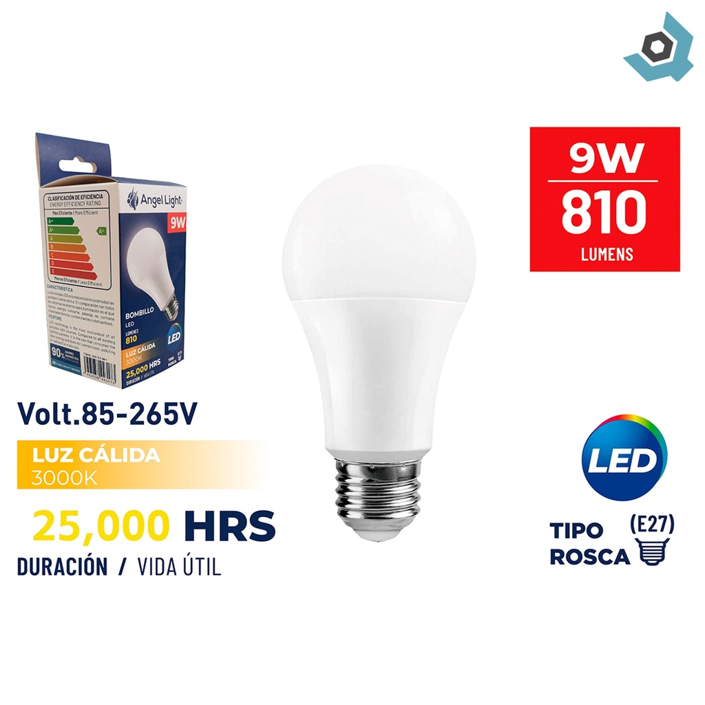 BOMBILLO LED 9W 3000K ANGEL LIGHT