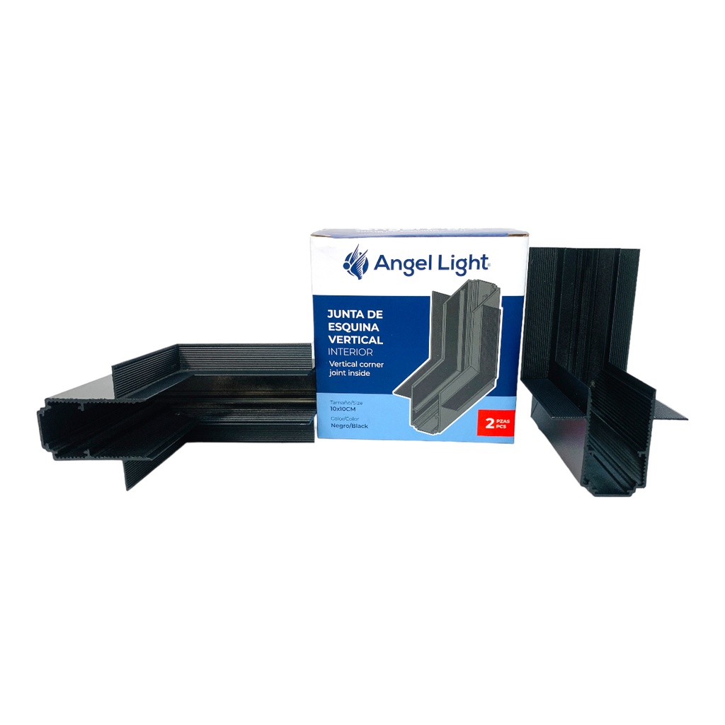 ESQUINERO VERTICAL INTERIOR 2 PZAS PARA RIEL MAGNETICO NEGRO ANGEL LIGHT