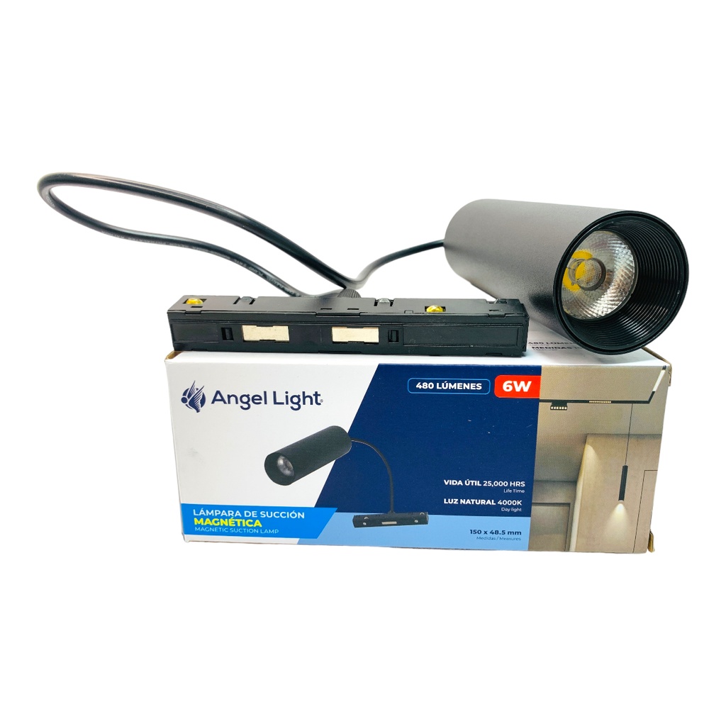 LAMPARA LED PARA RIEL MAGNETICO 6W 4000K NEGRO ANGEL LIGHT