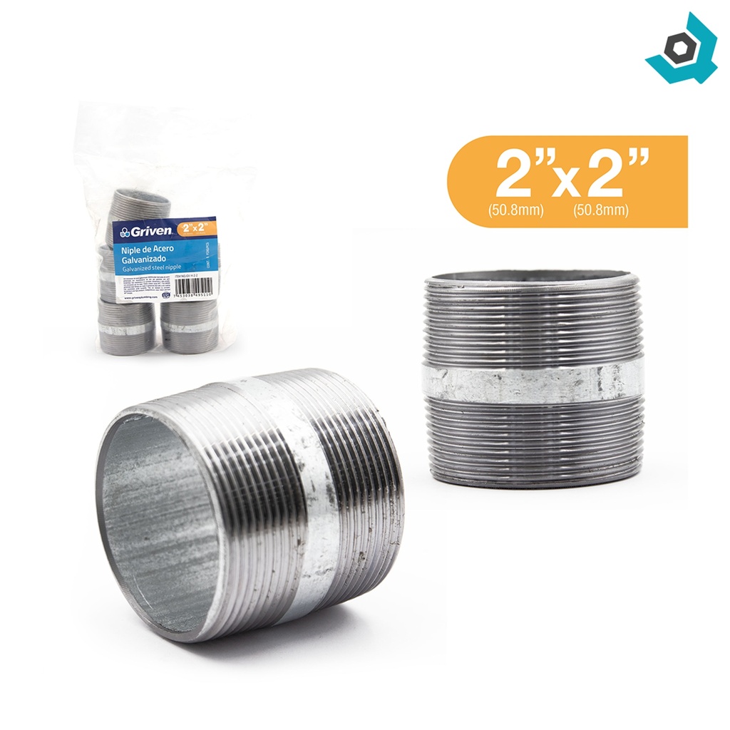 NIPLE 2" X 2" DE LARGO DE ACERO GALVANIZADO GRIVEN