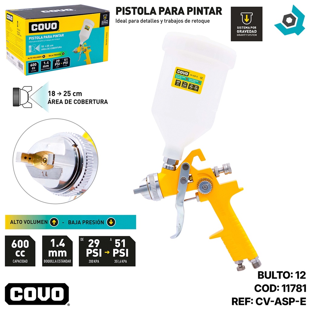 PISTOLA DE SPRAY PARA PINTAR 600CC COVO