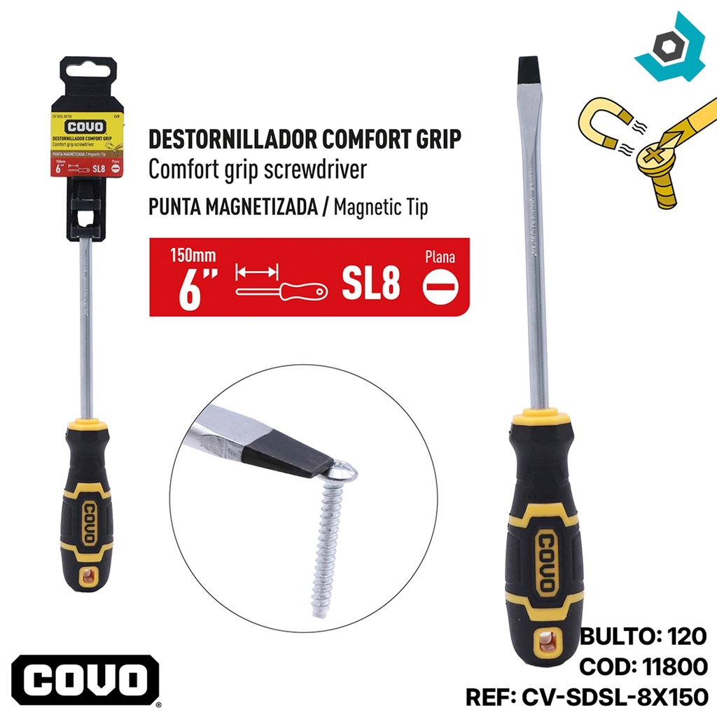 DESTORNILLADOR DE PALETA CONFORT GRIP 6" X SL8 COVO