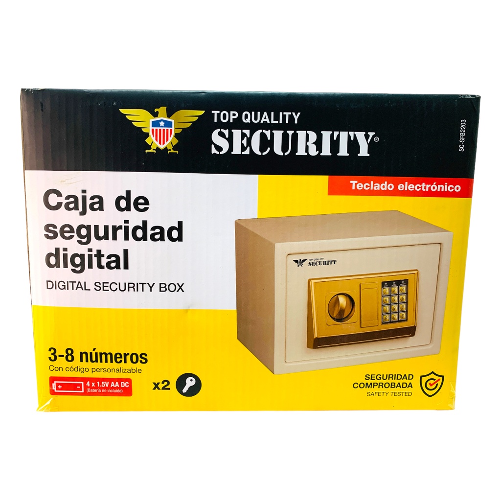 CAJA DE SEGURIDAD DIGITAL 25X35 CM DORADO SECURITY