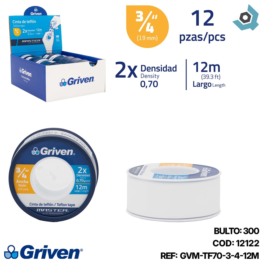 TEFLON 3/4" X 12M GRIVEN MASTER