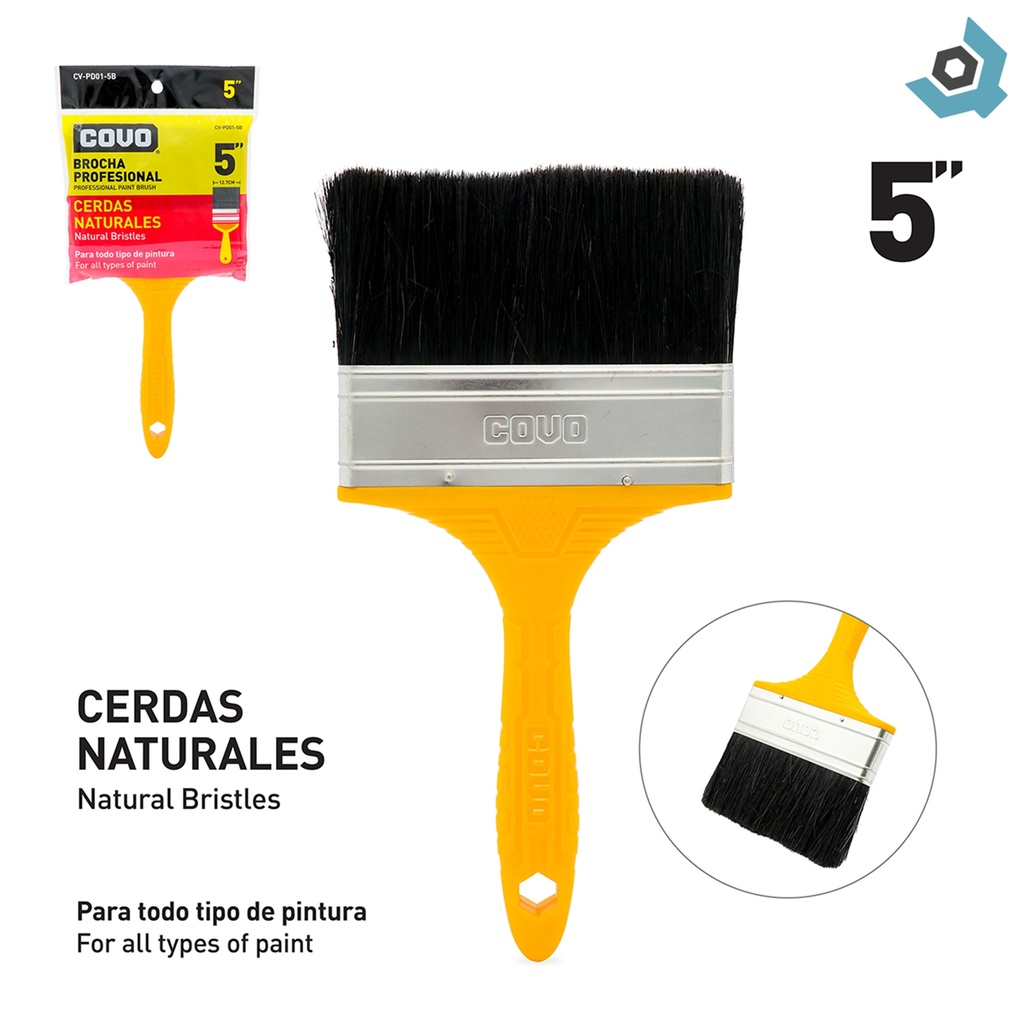 BROCHA 5" CERDAS NATURALES NEGRAS COVO