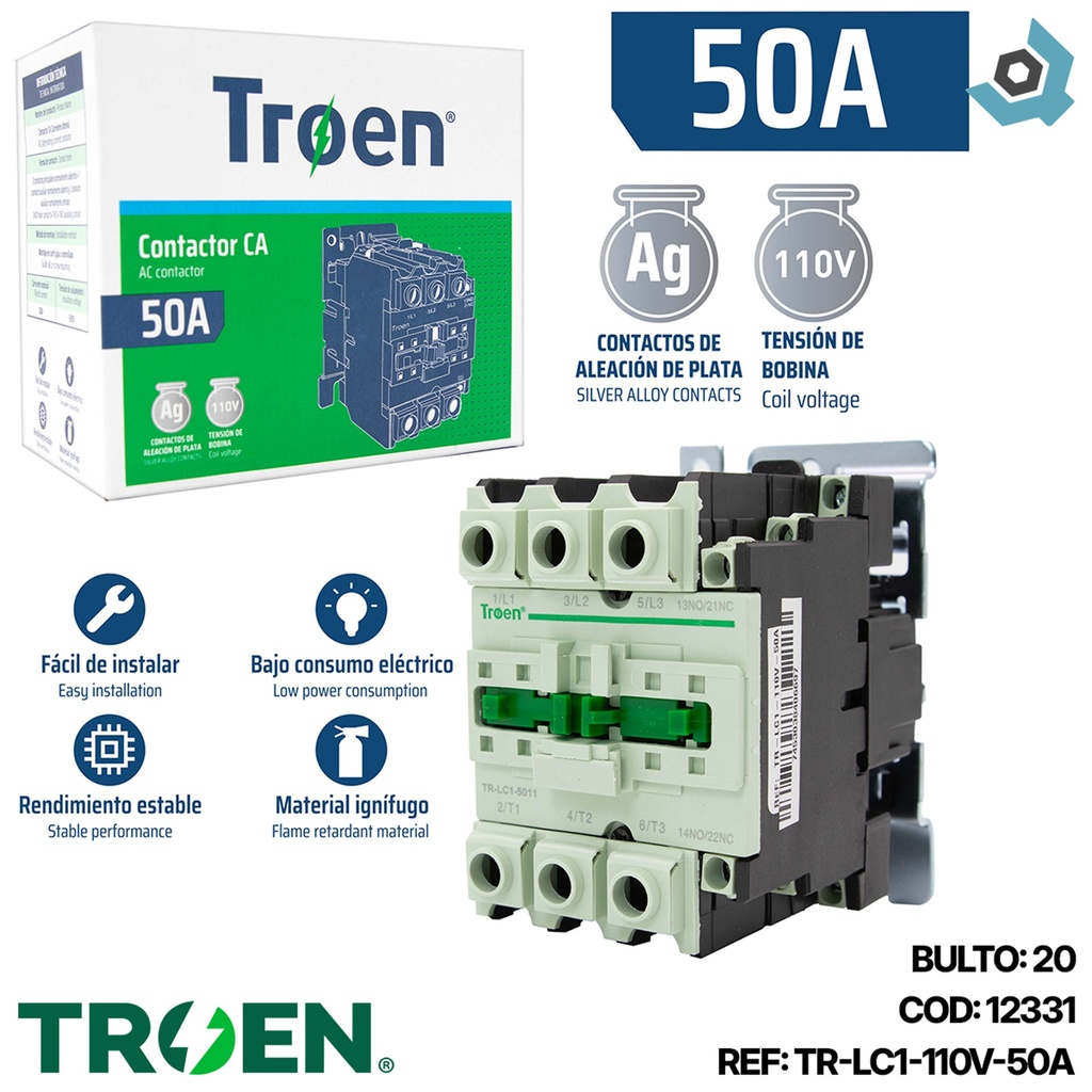 CONTACTOR CA 50A 110V TROEN
