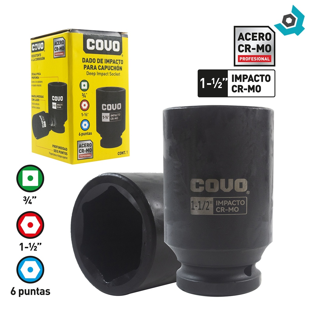 DADO DE IMPACTO 1-1/2" X 3/4” COVO