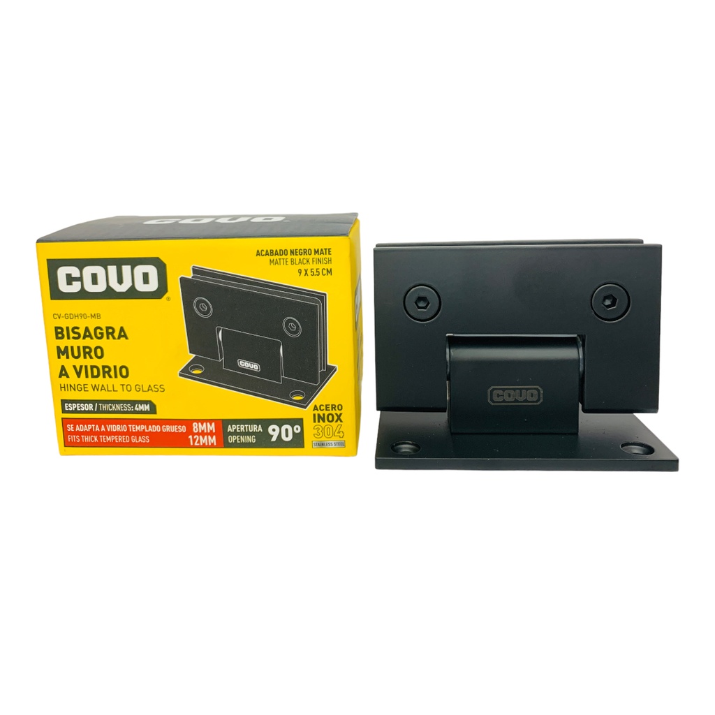 BISAGRA DE MURO A VIDRIO 9X5.5CM NEGRO MATE COVO