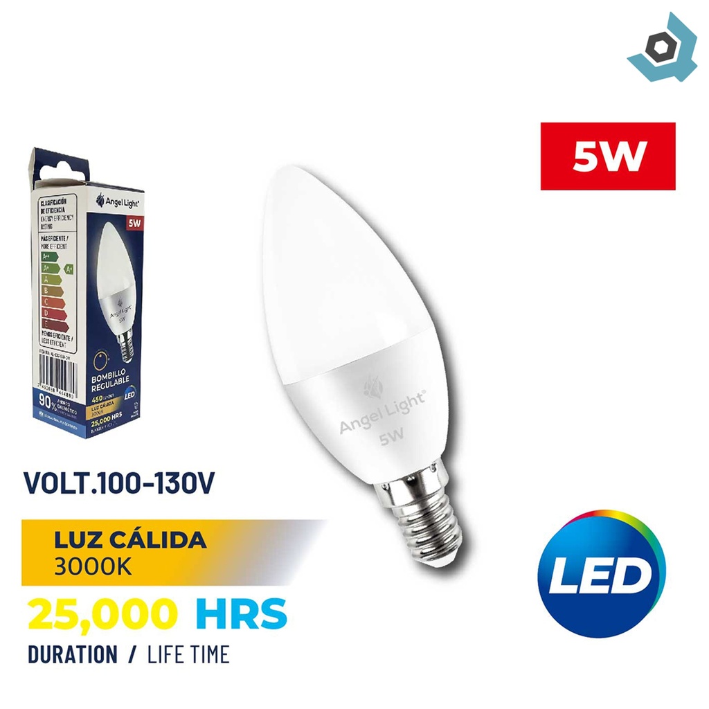 BOMBILLO LED REGULABLE 5W TIPO VELA 3000K ANGEL LIGHT