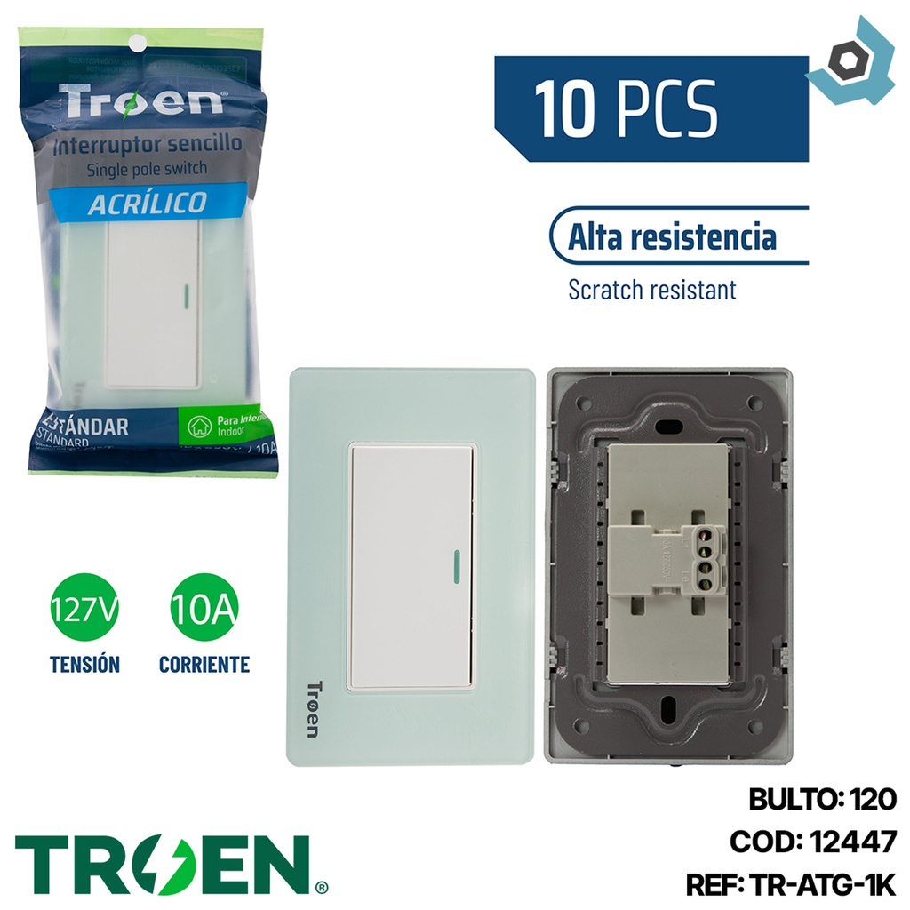 APAGADOR INDIVIDUAL DE ACRILICO VERDE AGUA TROEN