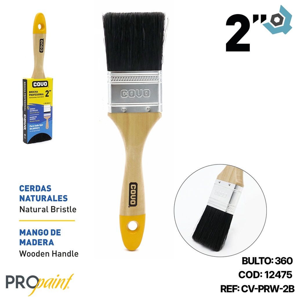 BROCHA PROFESIONAL 2" NEGRO COVO