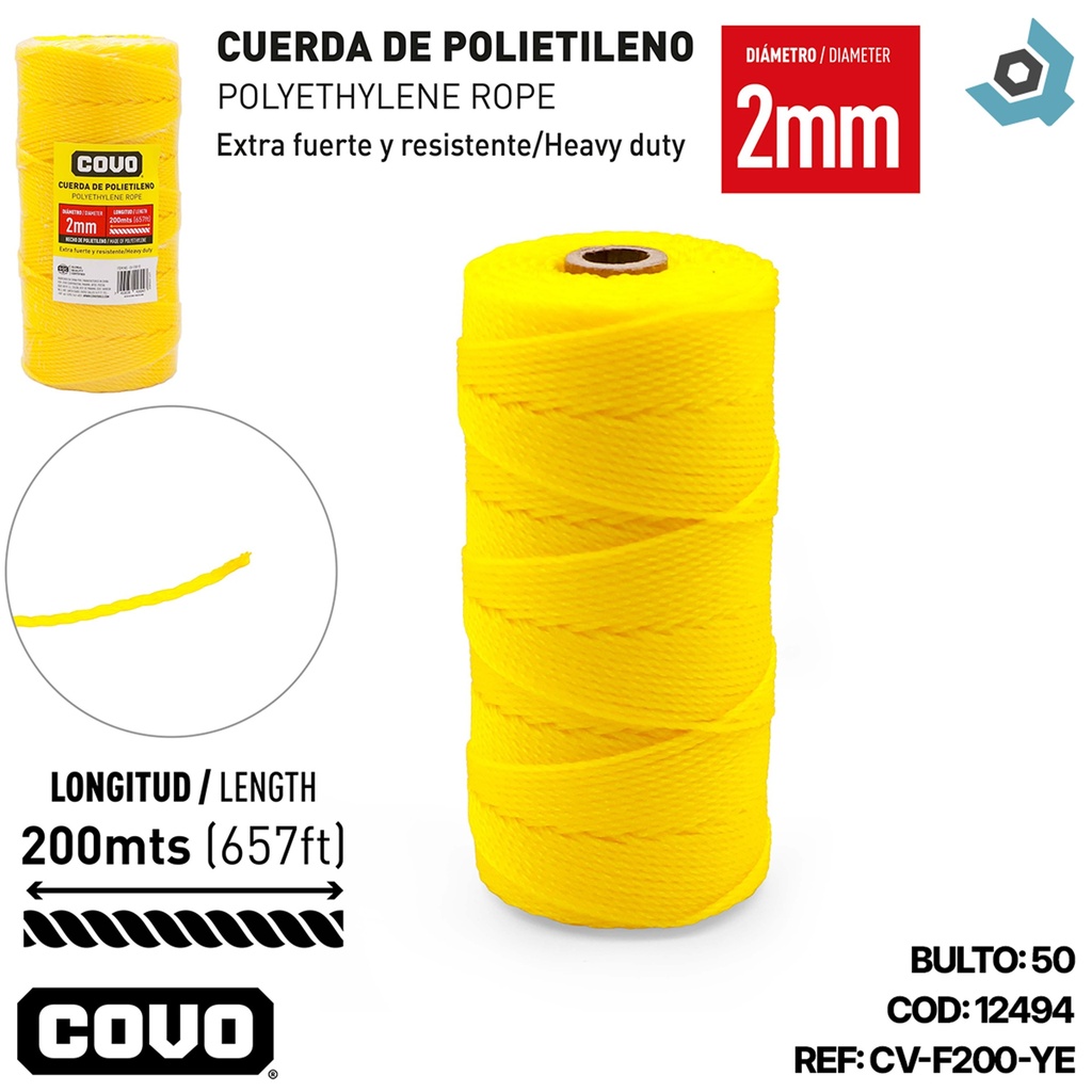 MECATILLO 2MM 200 METROS AMARILLO COVO