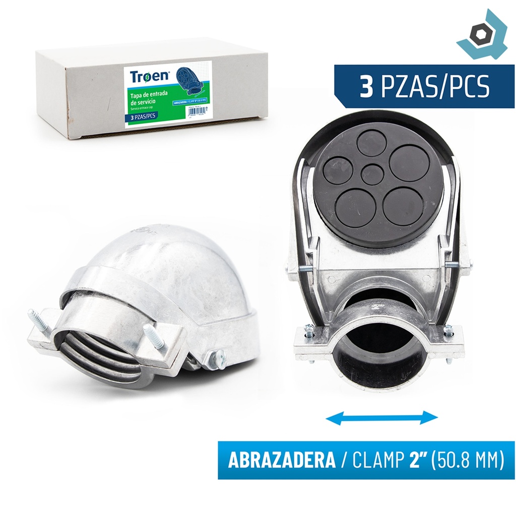 CABEZOTE CON ABRAZADERA PARA TUBOS DE 2" TROEN