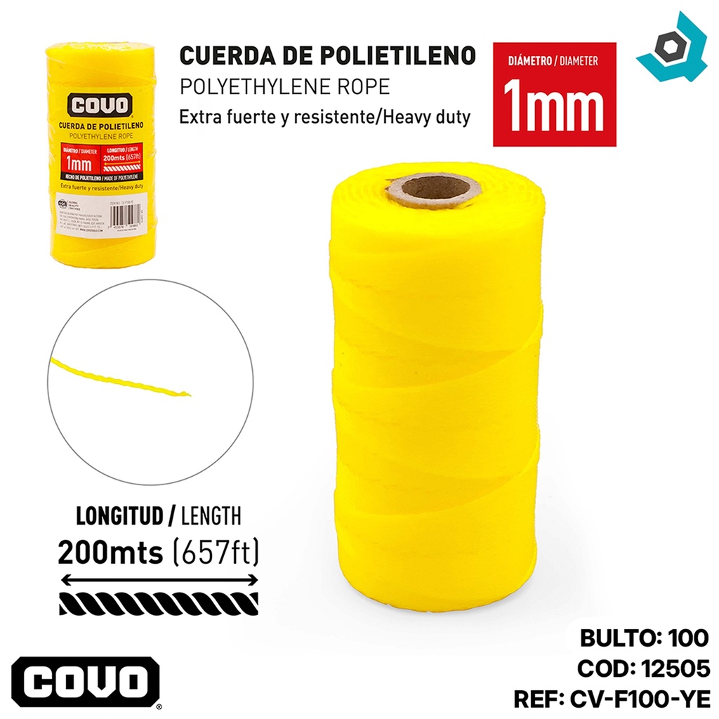 MECATILLO 1MM 200 METROS AMARILLO COVO