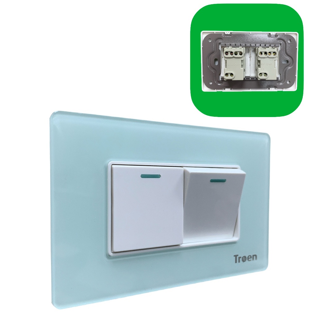 APAGADOR DOBLE 3 WAY DE ACRILICO VERDE AGUA TROEN