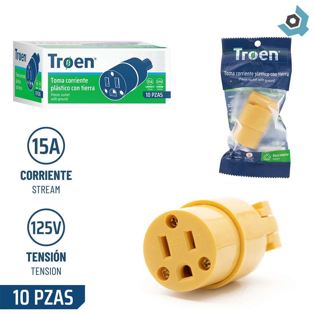 TOMACORRIENTE CON TIERRA 125V TROEN