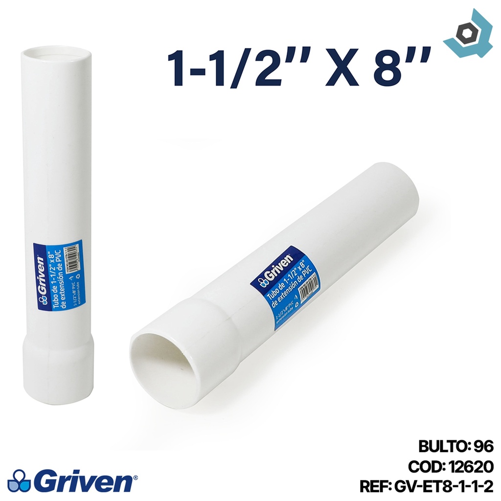 TUBO DE EXTENSION PVC 1 1/2" X 8" GRIVEN