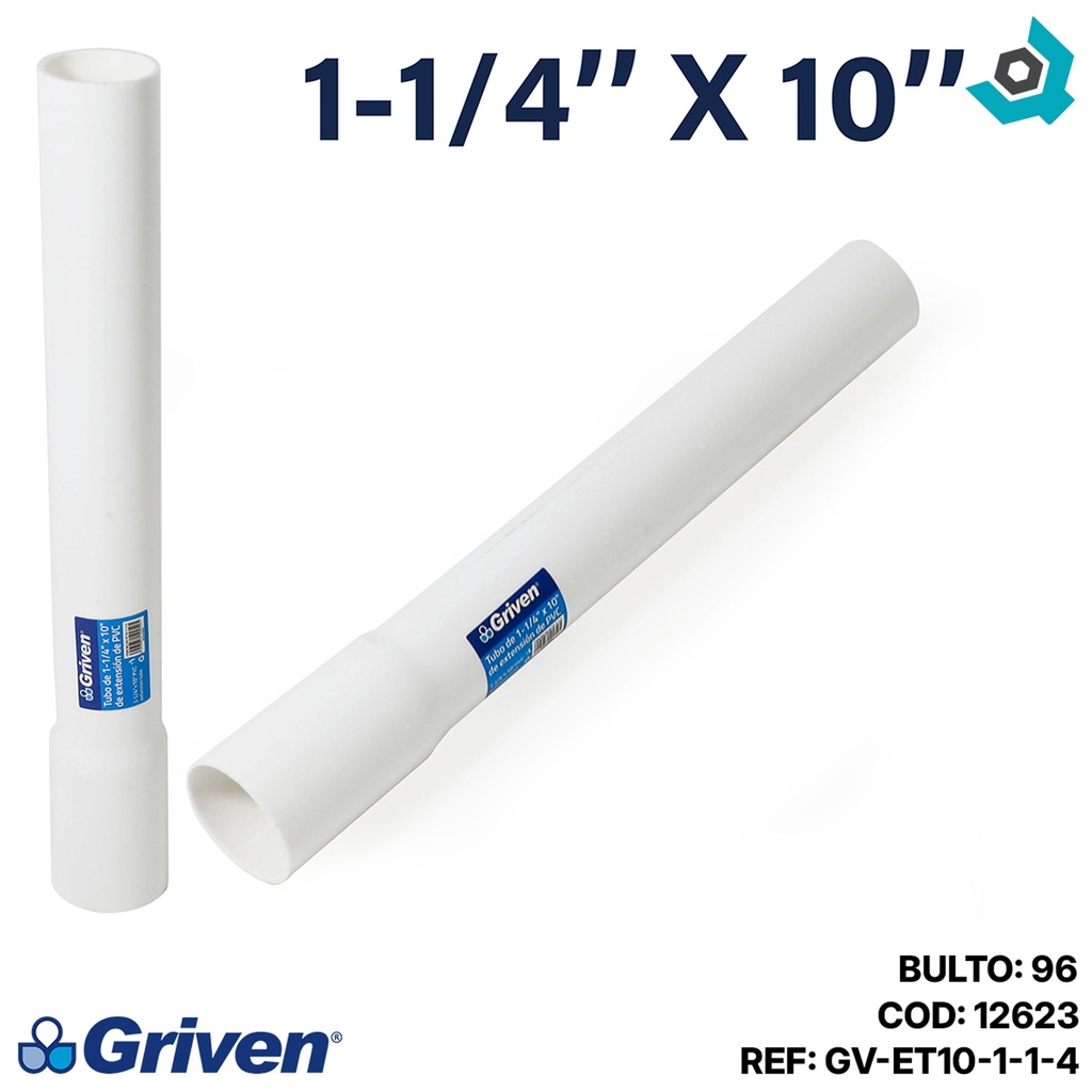 TUBO DE EXTENSION PVC 1 1/4" X 10" GRIVEN