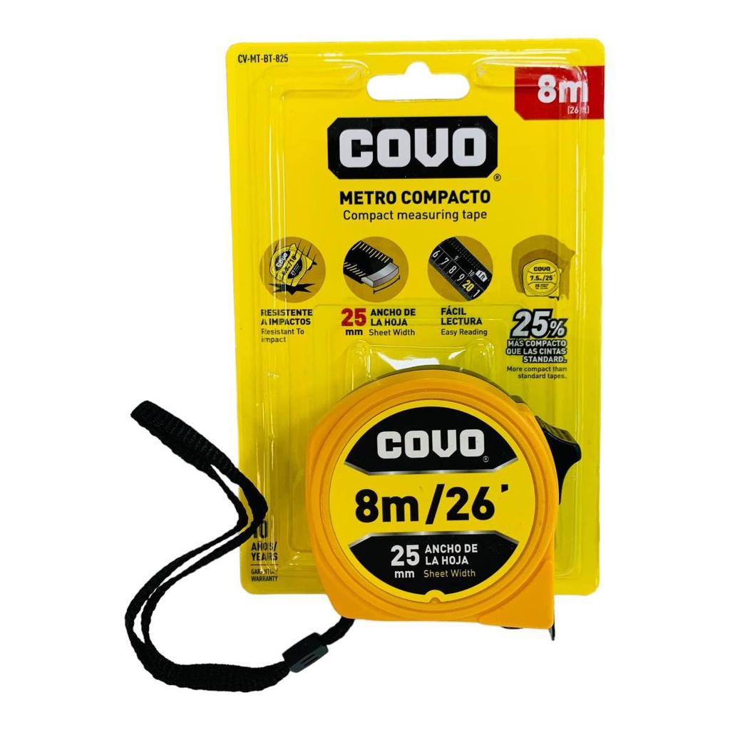 CINTA METRICA 8M COMPACTA COVO