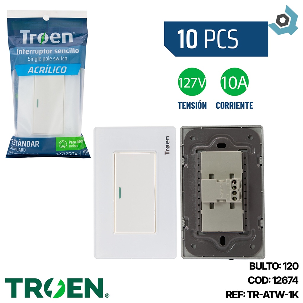 APAGADOR INDIVIDUAL DE ACRILICO BLANCO TROEN