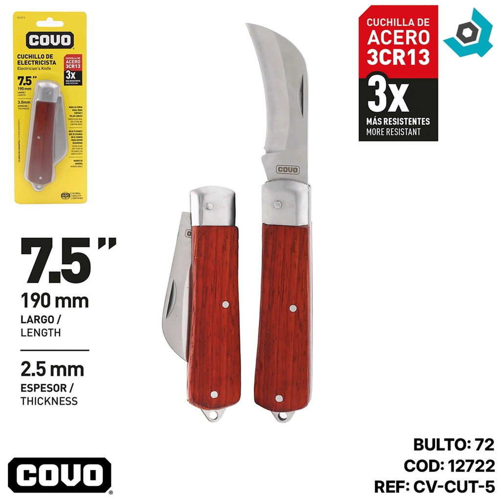 CUCHILLA PARA ELECTRICISTA COVO