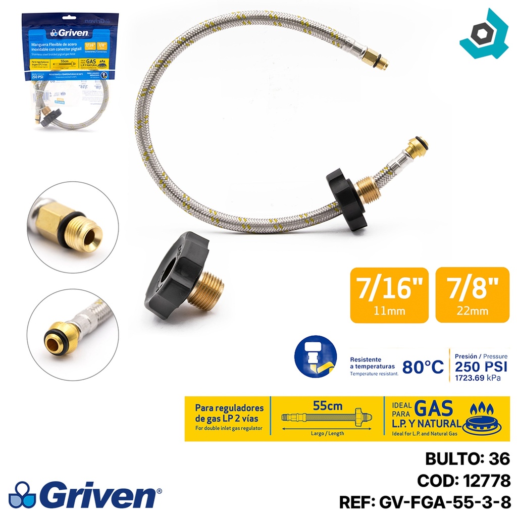 MANGUERA FLEXIBLE PARA GAS GRIVEN