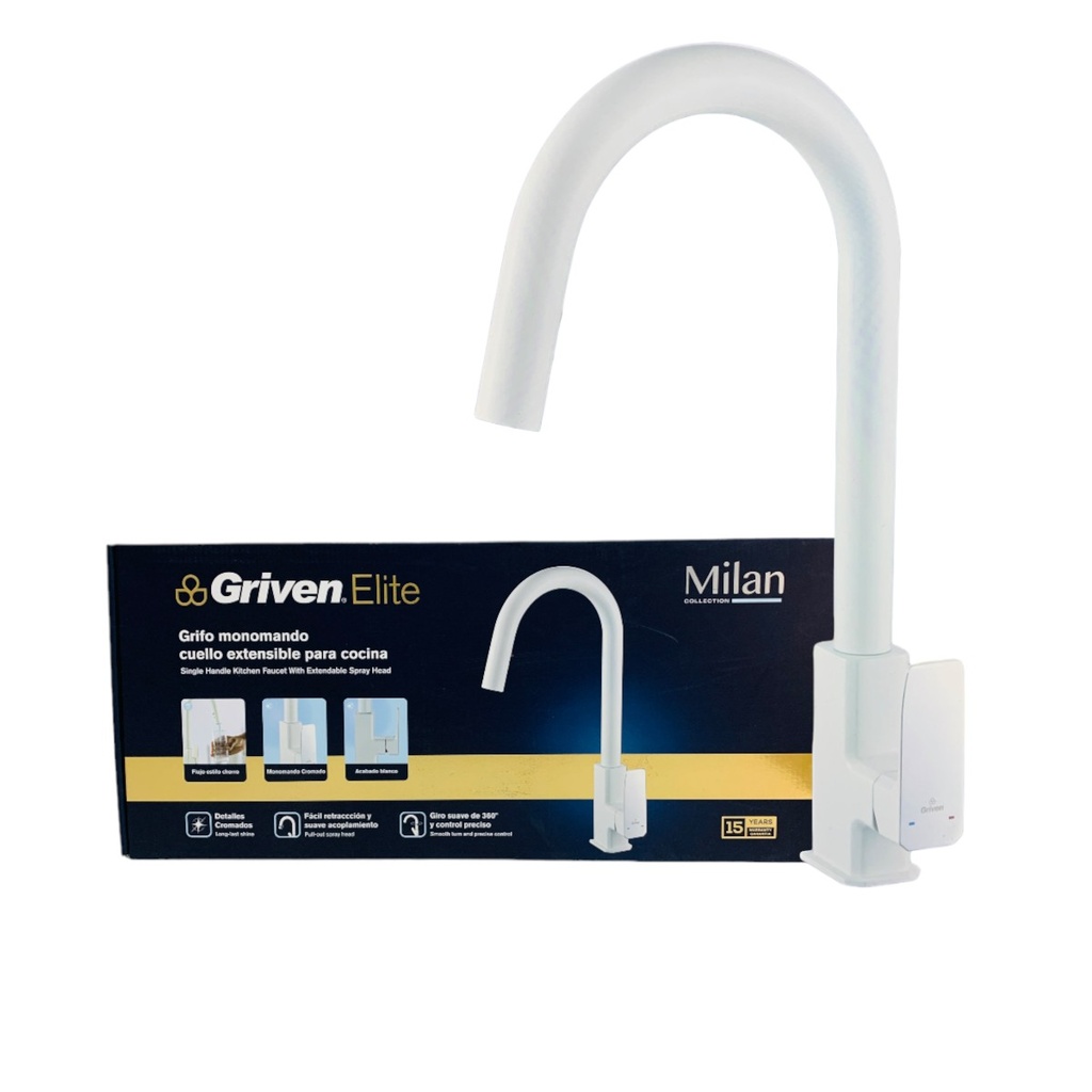 GRIFERIA PARA FREGADERERO BLANCO GRIVEN ELITE EDICION MILAN COLLECTION