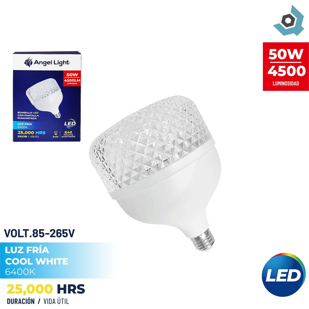 BOMBILLO LED DIAMANTADO 50W 6400K ANGEL LIGHT