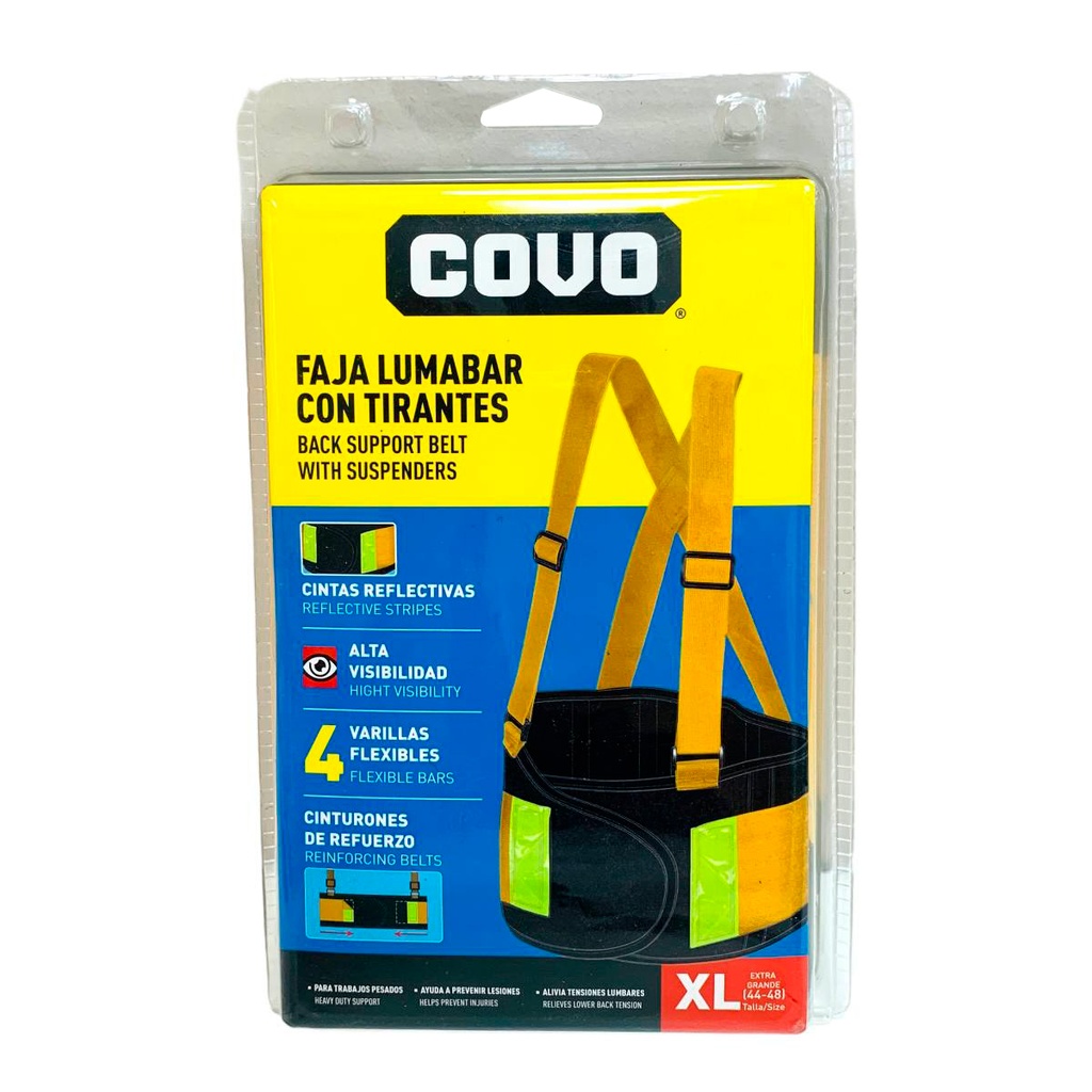FAJA LUMBAR CON TIRANTES TALLA XL COVO