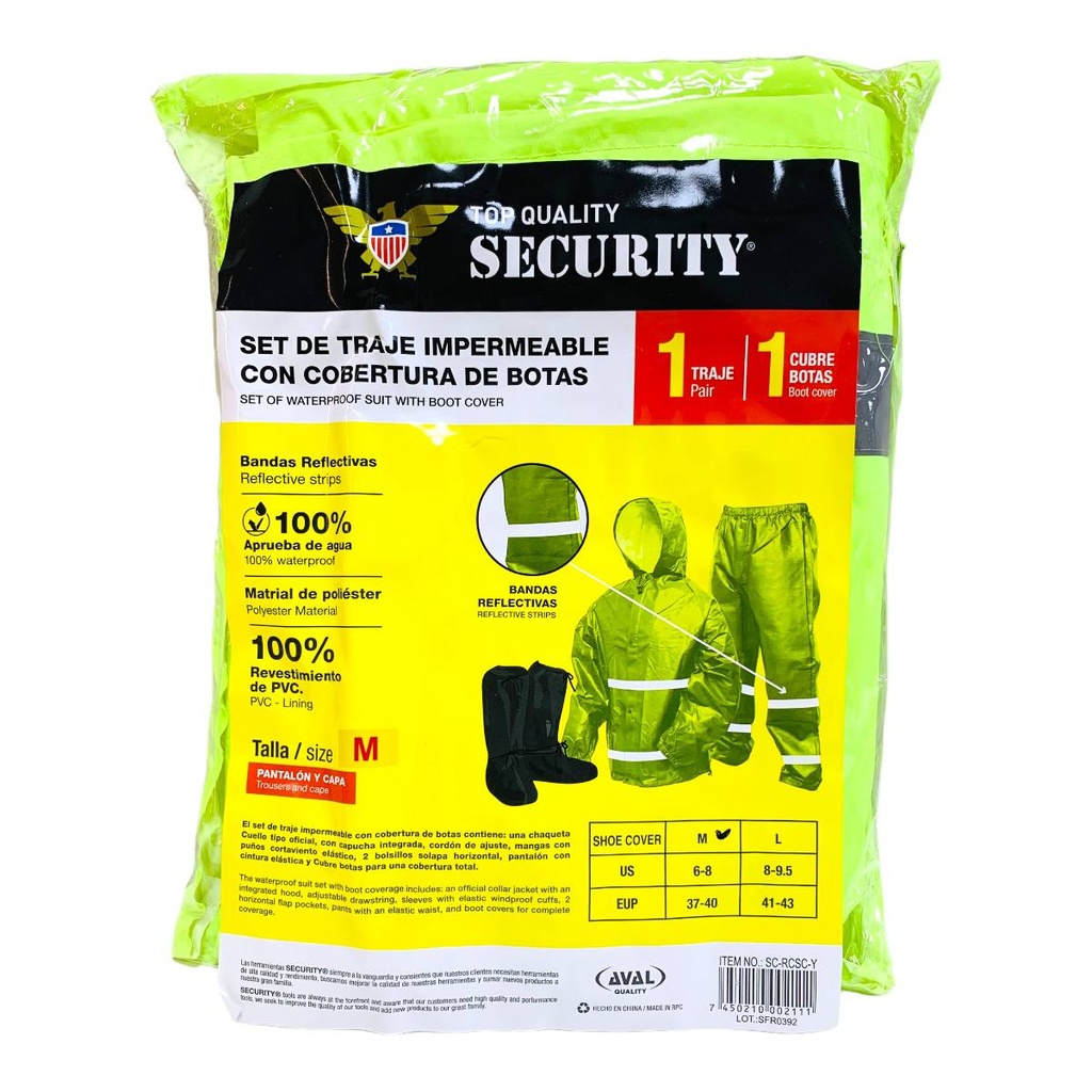 SET DE TRAJE IMPERMEABLE VERDE SECURITY