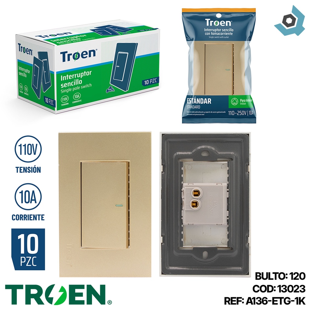 APAGADOR INDIVIDUAL DORADO TROEN