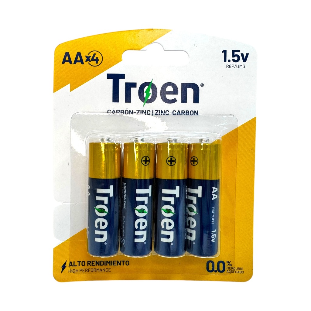 BATERIAS AA CARBON-ZINC 4PZAS TROEN
