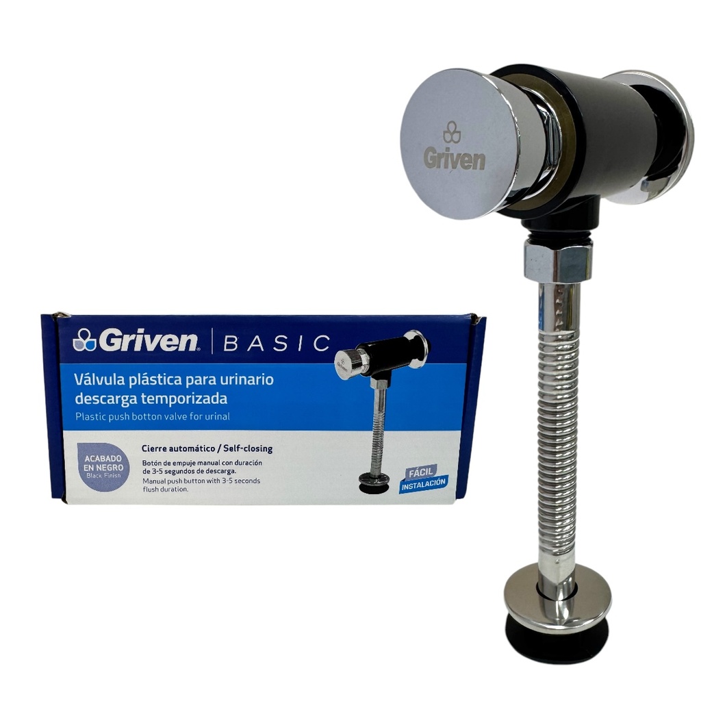 VALVULA PLASTICA PARA URINARIO NEGRO GRIVEN BASIC