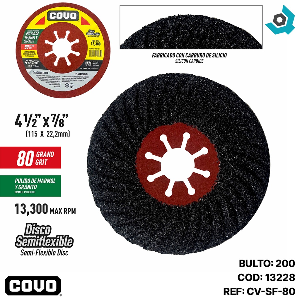 DISCO PARA PULIR GRANO 80 DE 4 1/2" COVO