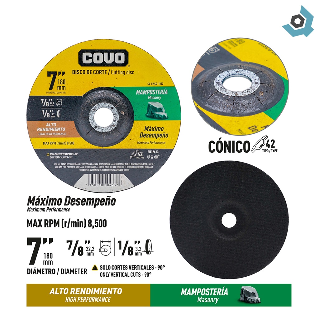 DISCO PARA CORTE EN MAMPOSTERIA 7" ALTO RENDIMIENTO COVO