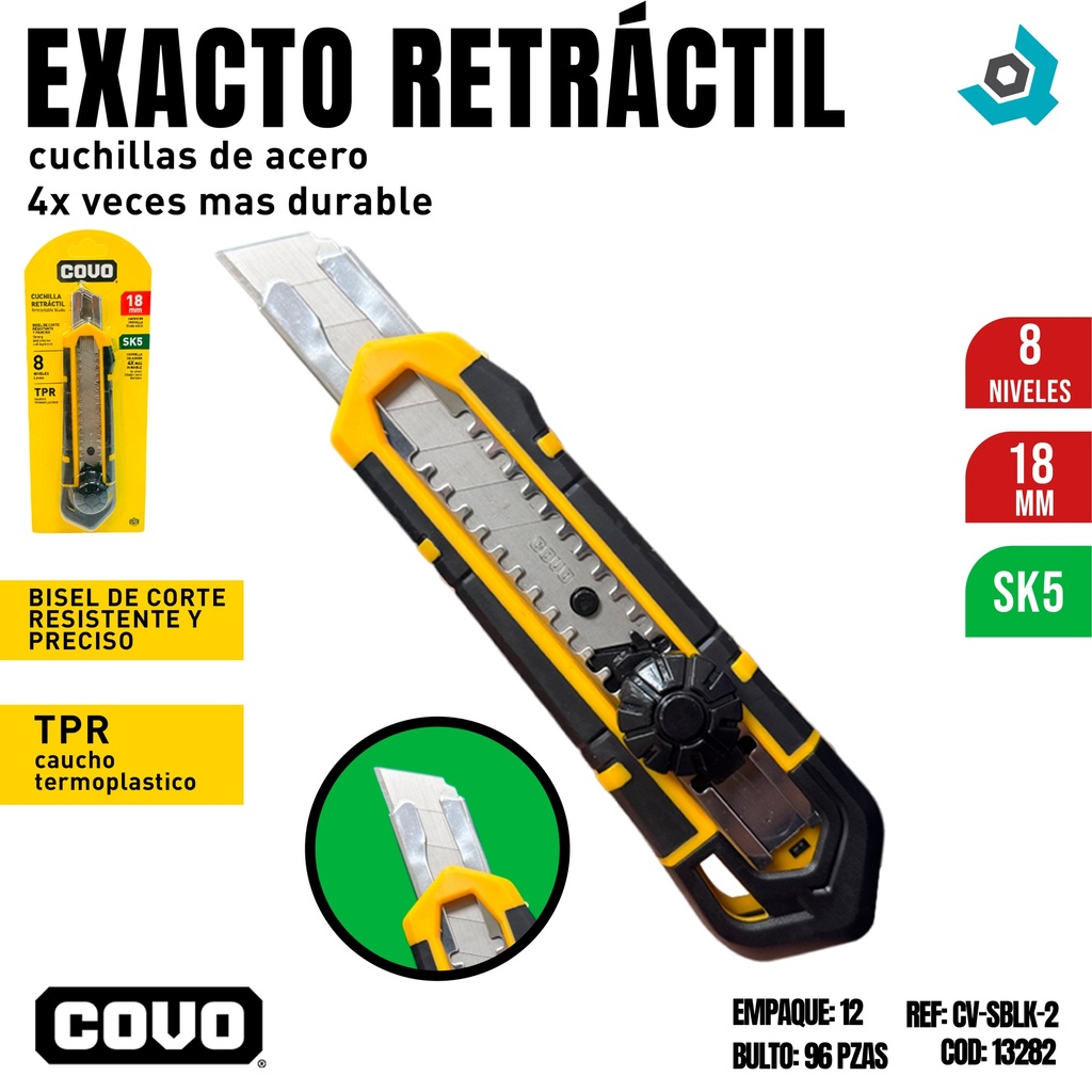 EXACTO RETRÁCTIL 18MM COVO