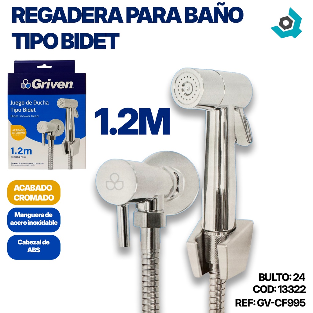 REGADERA PARA BANO TIPO BIDET CROMADO GRIVEN