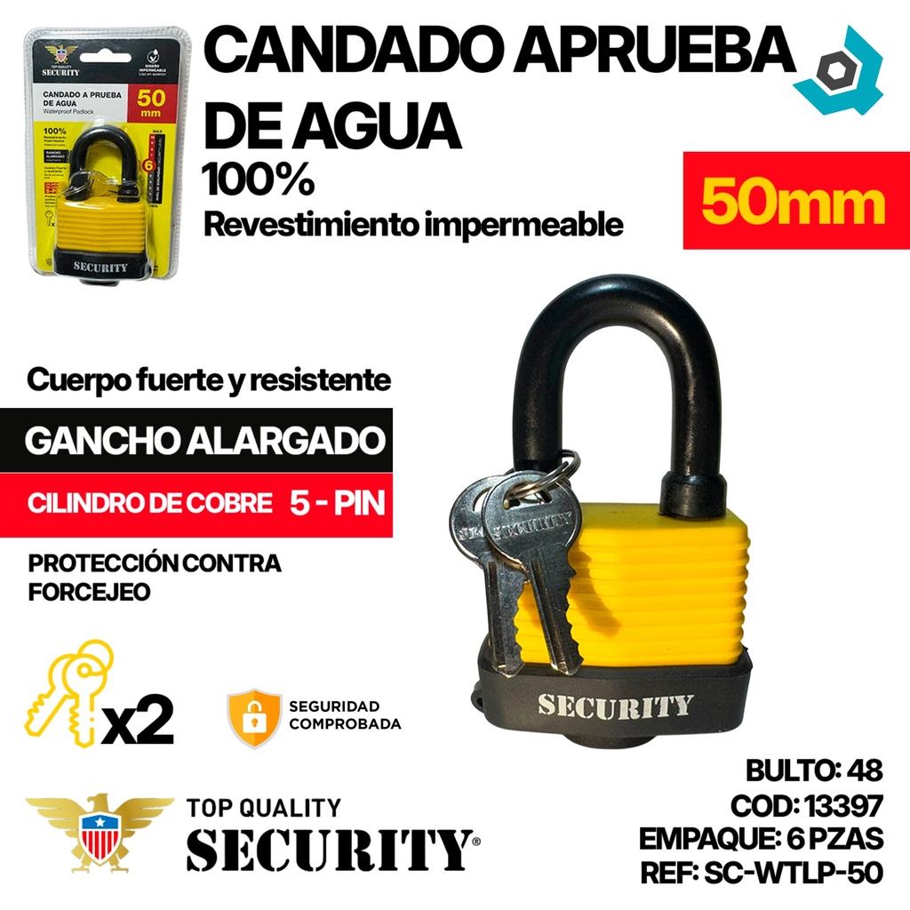 CANDADO A PRUEBA DE AGUA 50MM SECURITY