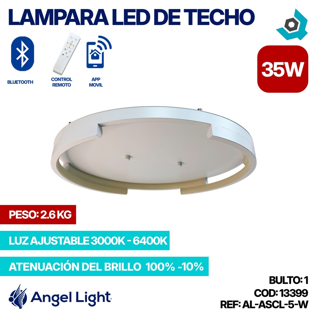 LAMPARA LED 35W DE TECHO LUZ AJUSTABLE BLANCO ANGEL LIGHT