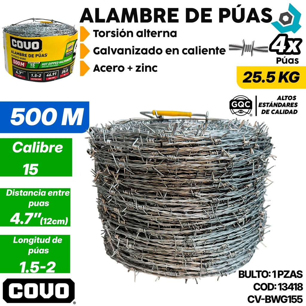 ALAMBRE DE PUAS 500 METROS COVO