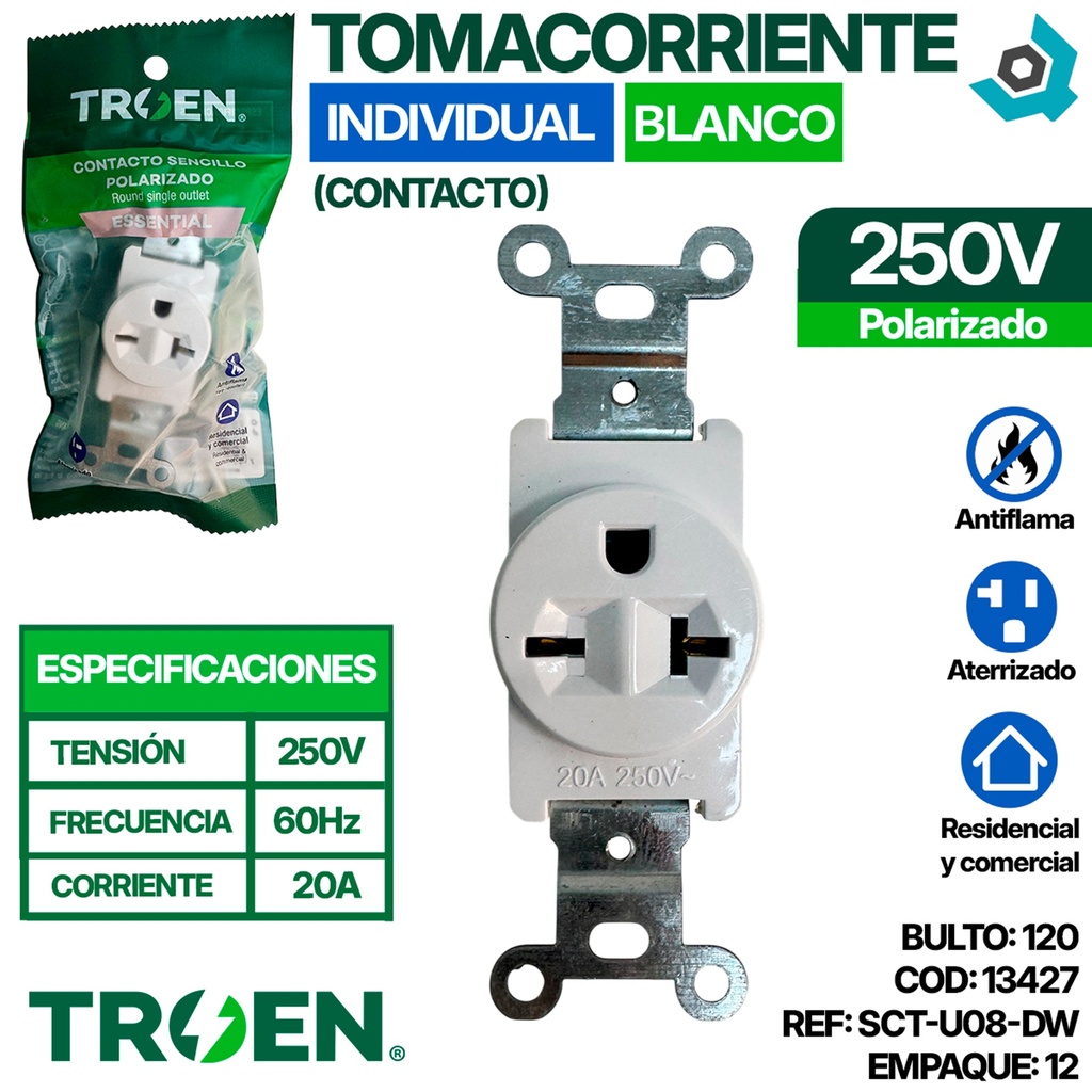 TOMACORRIENTE 250V POLARIZADO (CONTACTO) TROEN