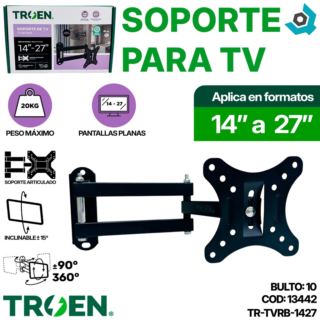 SOPORTE PARA TV 14" A 27" TROEN