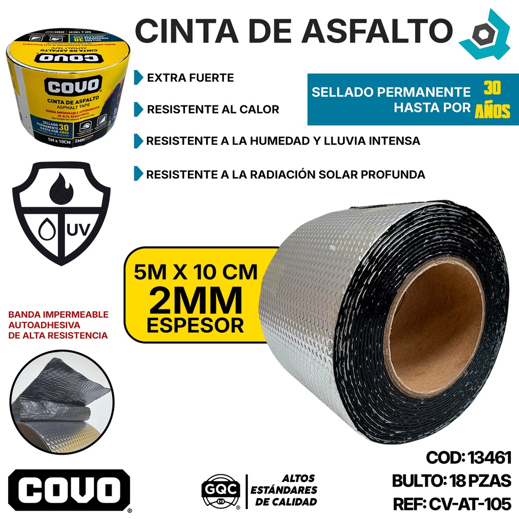 CINTA DE ASFALTO 5M X 10CM COVO