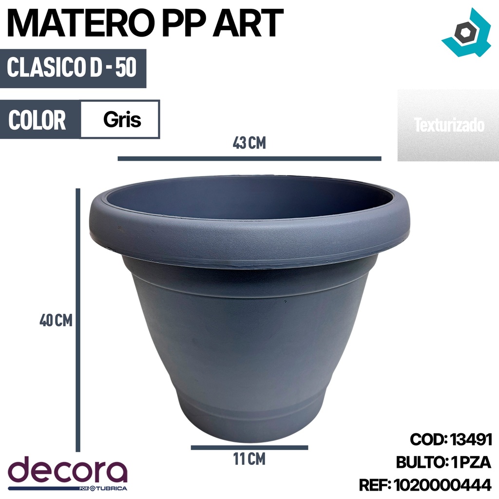MATERO PP CLASICO D-50 GRIS DP