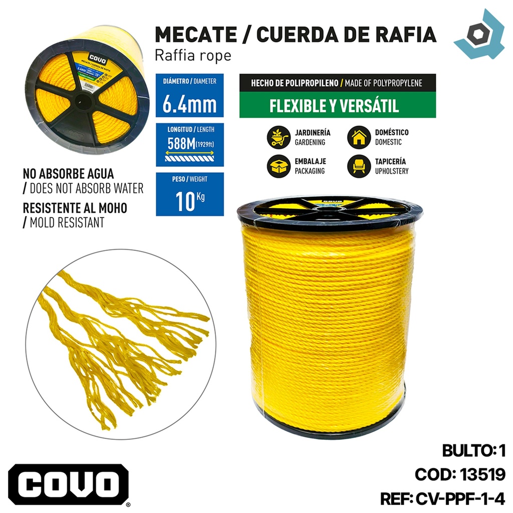 RAFIA 1/4" 588 METROS COVO (MECATE)