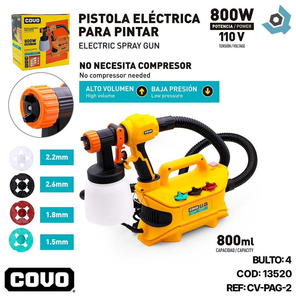 PISTOLA ELECTRICA PARA PINTAR 800W COVO