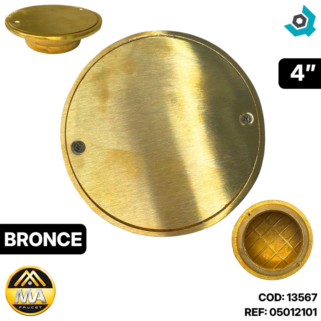 REJILLA DESAGUE DE PISO CIEGA 4" BRONCE METALES ALEADOS