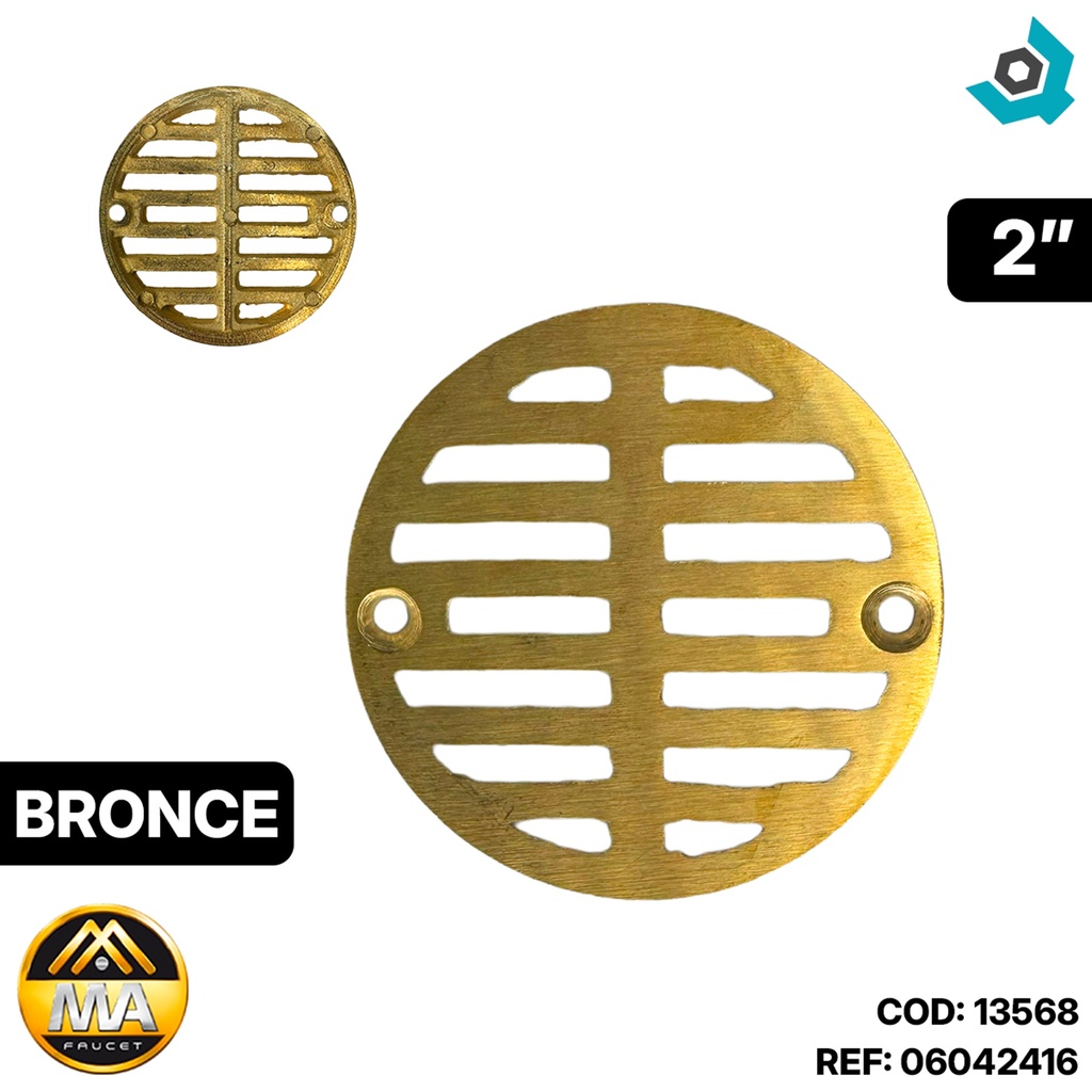 TAPA PARA DESAGUE DE PISO ESTANDAR 2" BRONCE METALES ALEADOS