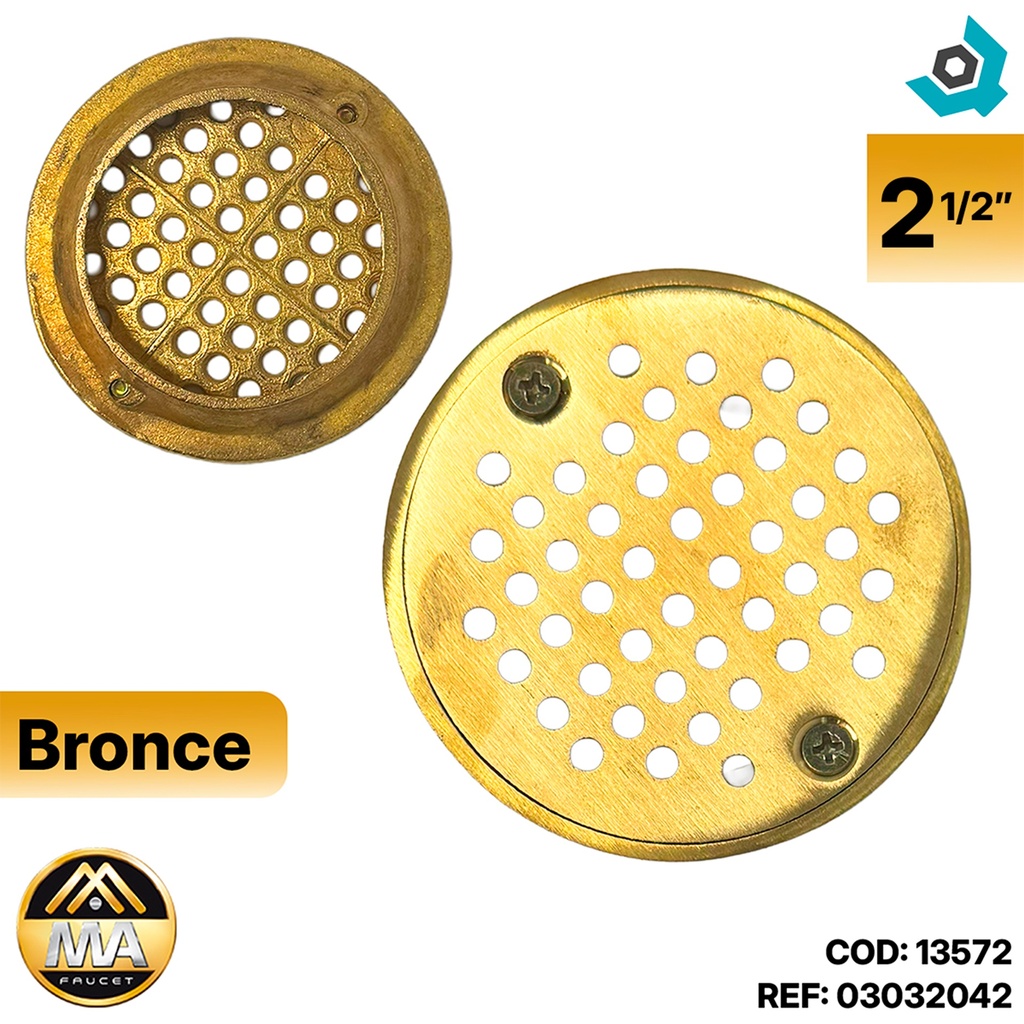 REJILLA DESAGUE DE PISO 2 1/2" BRONCE METALES ALEADOS